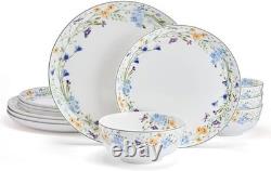 Quinn Lightweight Bone China 12 Piece Dinnerware Plate Bowl Set Service 4