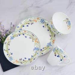 Quinn Lightweight Bone China 12 Piece Dinnerware Plate Bowl Set, Service for 4