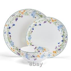 Quinn Lightweight Bone China 12 Piece Dinnerware Plate Bowl Set, Service for 4