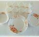 RARE! 31 Piece Dinnerware Set Gold Coast BLUSHING PEONY Opal Glass Vintage Plate