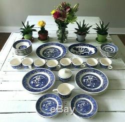 RARE MATCHED 44 piece Vintage/Antique BLUE and WHITE China Dinnerware Set