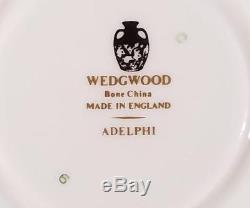 RARE Wedgewood ADELPHI White 24K GOLD Fine Bone China Dinnerware 40 Piece Set