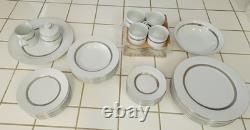 RETRONEU Imperial Platinum 4141 Porcelain China 44 Pc. Complete Dinner Set for 8