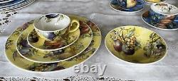 ROCOCO ENGLAND-Hand painted fruits -China Dinnerware Set 5 Place Setting