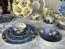 ROCOCO ENGLAND-Hand painted fruits -China Dinnerware Set 5 Place Setting