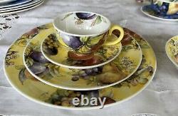 ROCOCO ENGLAND-Hand painted fruits -China Dinnerware Set 5 Place Setting