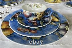 ROCOCO ENGLAND-Hand painted fruits -China Dinnerware Set 5 Place Setting