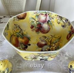 ROCOCO ENGLAND-Hand painted fruits -China Dinnerware Set 5 Place Setting