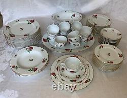 Ralph Lauren China Daphne Red Roses Dinnerware Set for 12 (65 Pcs)