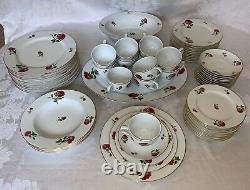 Ralph Lauren China Daphne Red Roses Dinnerware Set for 12 (65 Pcs)