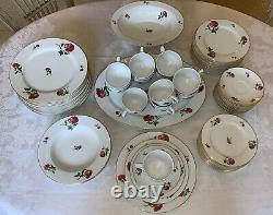 Ralph Lauren China Daphne Red Roses Dinnerware Set for 12 (65 Pcs)