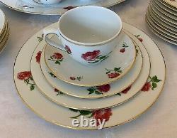 Ralph Lauren China Daphne Red Roses Dinnerware Set for 12 (65 Pcs)