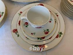 Ralph Lauren China Daphne Red Roses Dinnerware Set for 12 (65 Pcs)