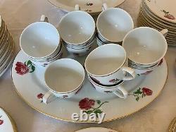 Ralph Lauren China Daphne Red Roses Dinnerware Set for 12 (65 Pcs)