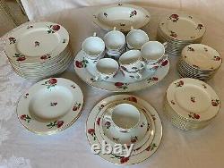 Ralph Lauren China Daphne Red Roses Dinnerware Set for 12 (65 Pcs)