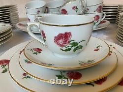 Ralph Lauren China Daphne Red Roses Dinnerware Set for 12 (65 Pcs)