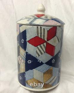 Ralph Lauren China Wedgwood 1989 Patchwork Storage Jar Or Canister & LID 7 5/8