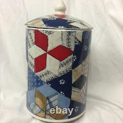 Ralph Lauren China Wedgwood 1989 Patchwork Storage Jar Or Canister & LID 7 5/8