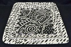 Rare Claudia Reese Cera-Mix Post Modern Ceramic Black & White 18 Center Tray 93
