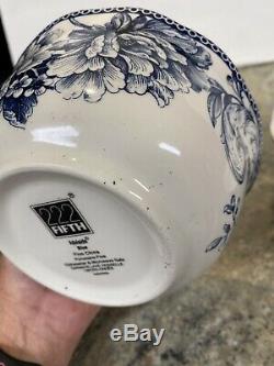 Rare Dinnerware Set Adelaide 19 Pc Porcelain Blue White For 4 Bird Floral See