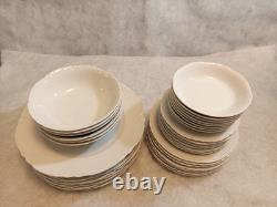 Rare Set 38 Vintage Lorenz Hutschenreuther Germany White Porcelain Dinnerware