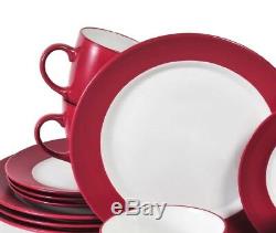 Red 32 Piece Dinnerware Set Dining Dishes Serves 8 Place Setting Bowl Plate Dish