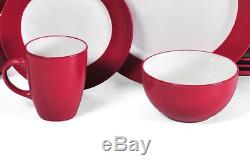 Red Dinnerware Set 8 Place Setting Kitchen Dining Dishes Plates Cups 32 Piece