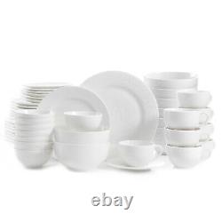 Regent Street 48-Piece Dinnerware Set Porcelain, Serves 8, Embossed Design