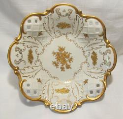 Reichenbach Germany 1003-P Fine China Reticulated Centerpiece Bowl Gold Floral