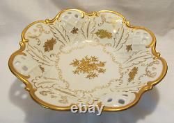 Reichenbach Germany 1003-P Fine China Reticulated Centerpiece Bowl Gold Floral