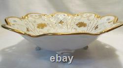 Reichenbach Germany 1003-P Fine China Reticulated Centerpiece Bowl Gold Floral