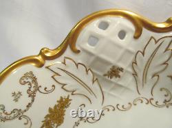 Reichenbach Germany 1003-P Fine China Reticulated Centerpiece Bowl Gold Floral