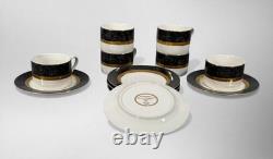 Retronue Imperial Gray 490 Fine China 33 Pc Set Service for 6 Gold Trim