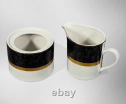 Retronue Imperial Gray 490 Fine China 33 Pc Set Service for 6 Gold Trim