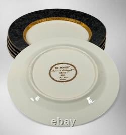 Retronue Imperial Gray 490 Fine China 33 Pc Set Service for 6 Gold Trim