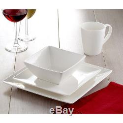 Roscher 32-Piece White Porcelain Square Dinnerware Set Service for 8 FREE SHIP