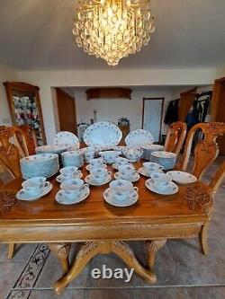 Rosemere By Japan Platinum Floral Porcelain China Dinnerware 90 Piece Grouping