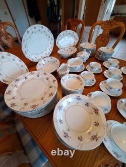Rosemere By Japan Platinum Floral Porcelain China Dinnerware 90 Piece Grouping