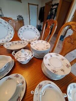 Rosemere By Japan Platinum Floral Porcelain China Dinnerware 90 Piece Grouping