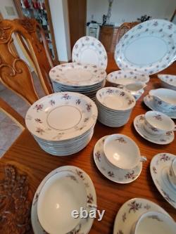 Rosemere By Japan Platinum Floral Porcelain China Dinnerware 90 Piece Grouping