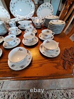 Rosemere By Japan Platinum Floral Porcelain China Dinnerware 90 Piece Grouping