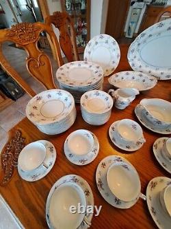 Rosemere By Japan Platinum Floral Porcelain China Dinnerware 90 Piece Grouping
