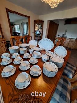 Rosemere By Japan Platinum Floral Porcelain China Dinnerware 90 Piece Grouping