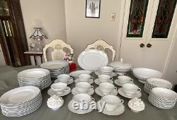 Rosenthal Germany# M3471-Dinner Set- 7 Pieces / 10 Place Setting- White/platinum