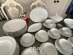 Rosenthal Germany# M3471-Dinner Set- 7 Pieces / 10 Place Setting- White/platinum
