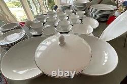 Rosenthal Germany# M3471-Dinner Set- 7 Pieces / 10 Place Setting- White/platinum