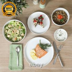 Rothernberg 40-Piece White Porcelain Dinnerware Set Service for 8 Stackable