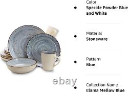 Round Stoneware Luxurious Mellow Dinnerware Dish Set, 16 Piece, Speckle Powder B