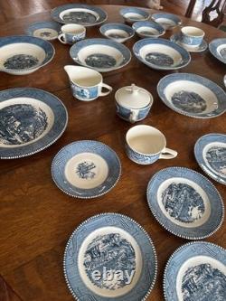 Royal China Currier & Ives Dinnerware Set Plates, Bowls, Cups (25) pieces Extras