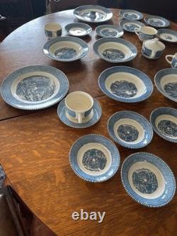 Royal China Currier & Ives Dinnerware Set Plates, Bowls, Cups (25) pieces Extras